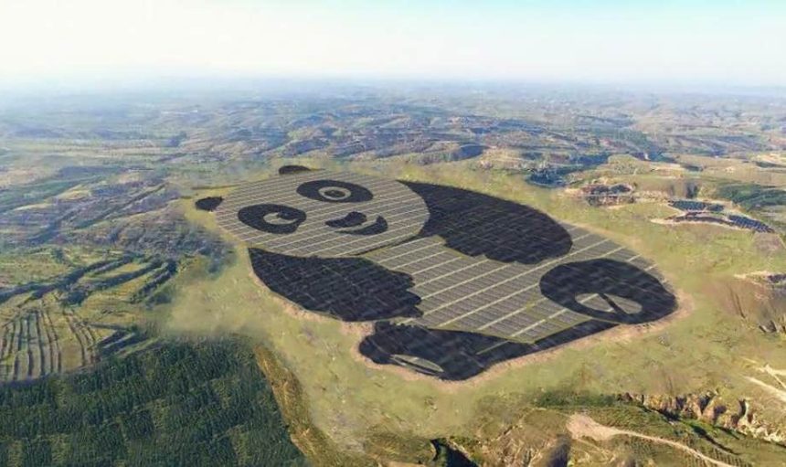 250 acre solar farm shaped like a giant panda