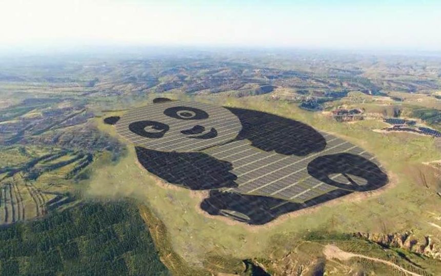 250 acre solar farm shaped like a giant panda