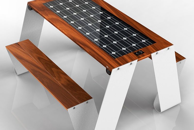 Outdoor Picnic Table Solar Bench